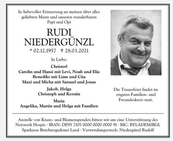 SVK trauert um Rudi Niedergünzl